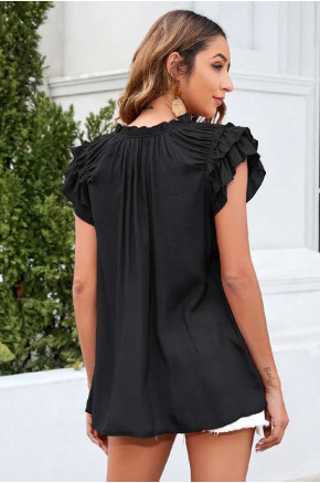 Layered Bliss Black Tie Blouse