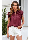 Layered Bliss Burgundy Tie Blouse