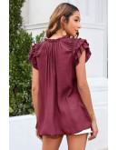 Layered Bliss Burgundy Tie Blouse