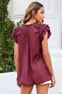 Layered Bliss Burgundy Tie Blouse