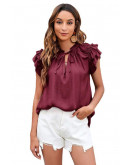 Layered Bliss Burgundy Tie Blouse