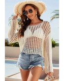 Antonia Soft Cream Crochet Coverup Top