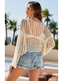 Antonia Soft Cream Crochet Coverup Top