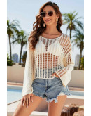 Antonia Soft Cream Crochet Coverup Top