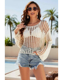 Antonia Soft Cream Crochet Coverup Top