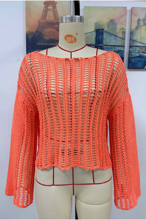Antonia Coral Crochet Coverup Top