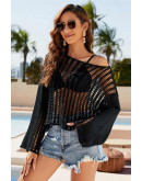 Antonia Black Crochet Coverup Top