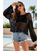 Antonia Black Crochet Coverup Top