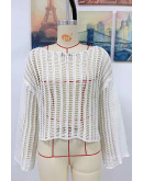 Antonia White Crochet Coverup Top