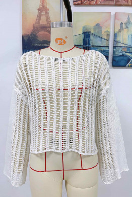 Antonia White Crochet Coverup Top