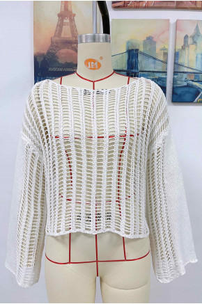 Antonia White Crochet Coverup Top