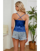 Blue Satin Strappy Cami 