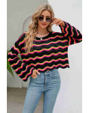Wavy Knit Pullover in Black