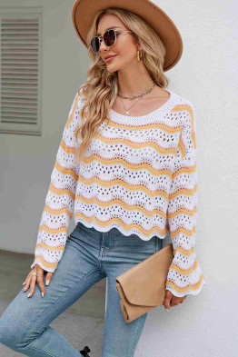 Wavy Knit Pullover