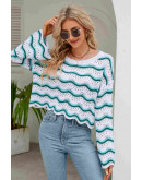 Wavy Knit Pullover in Green
