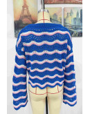 Wavy Knit Pullover in Blue
