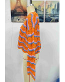 Wavy Knit Pullover in Orange