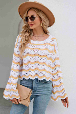 Wavy Knit Pullover