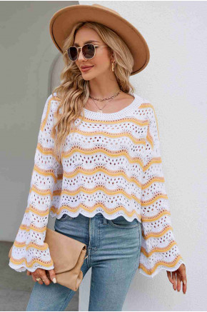 Wavy Knit Pullover
