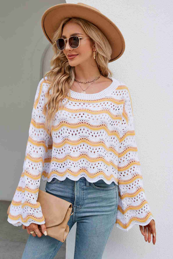 Wavy Knit Pullover