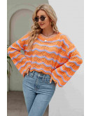 Wavy Knit Pullover in Orange