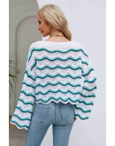 Wavy Knit Pullover in Green