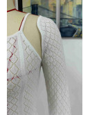 Layered Diamond Knit Set in White