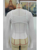 Layered Diamond Knit Set in White