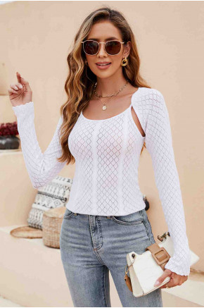 Layered Diamond Knit Set in White
