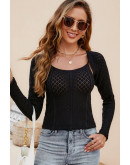 Layered Diamond Knit Set in Black