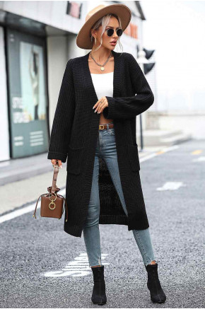 Casual Aura Wrap Cardigan in Black