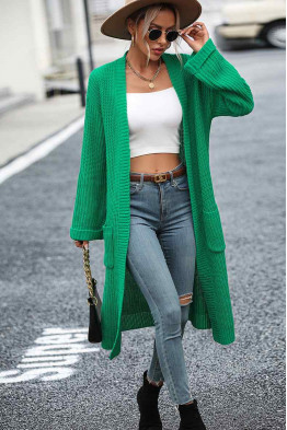 Casual Aura Wrap Cardigan in Green