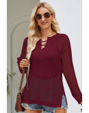Weekend Mesh Mood Burgundy Top
