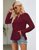 Weekend Mesh Mood Burgundy Top