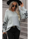 Abstract Sleeve Grey Knitwear