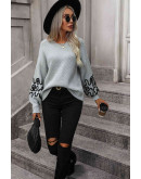Abstract Sleeve Grey Knitwear