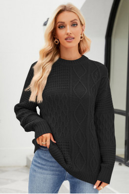 Essential Cable Knit Black Sweater