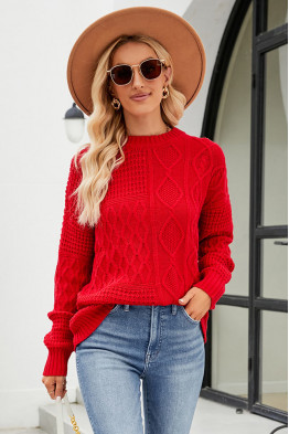 Essential Cable Knit Red Sweater