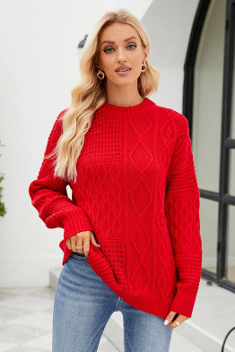 Essential Cable Knit Red Sweater