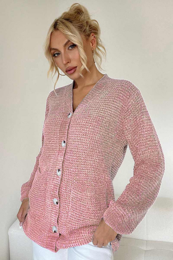 Slate Pink Cozy Button Cardigan