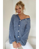 Slate Blue Cozy Button Cardigan