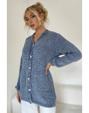 Slate Blue Cozy Button Cardigan