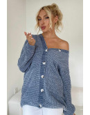 Slate Blue Cozy Button Cardigan