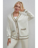 Trendy Contrast Knit Cardigan