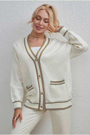 Trendy Contrast Knit Cardigan