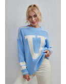 Varsity Letter Knit Skyblue Sweater