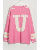 Varsity Letter Knit Pink Sweater