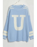 Varsity Letter Knit Skyblue Sweater