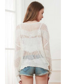 Ivy Crochet Knit White Pullover