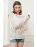 Ivy Crochet Knit White Pullover